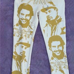 Gold and Cream Graphic Sweatpants